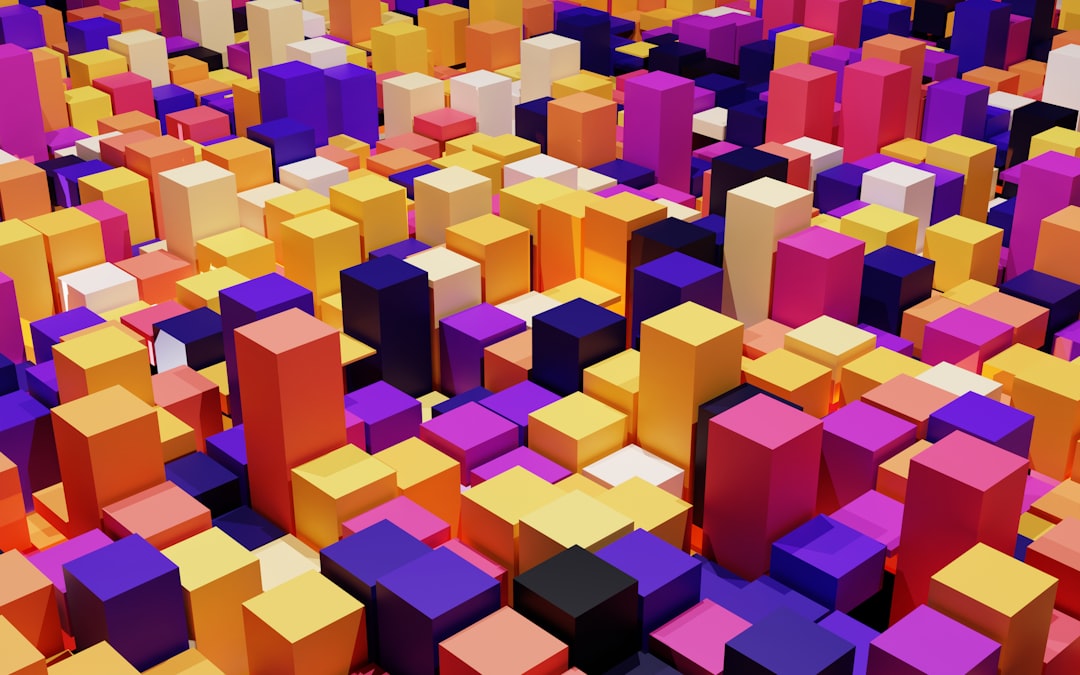 a large group of cubes that are all different colors